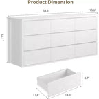 Cassettiera a 9 cassetti, Nero / Bianco / Legno, Senza maniglie