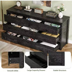 Cassettiera a 9 cassetti, Nero / Bianco / Legno, Senza maniglie