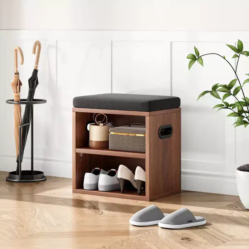 Beige/Rovere, Nero, Marrone Rustico, Noce, Bianco | Panca Contenitore per Scarpe con Seduta Imbottita e Struttura in Legno | Posto Singolo