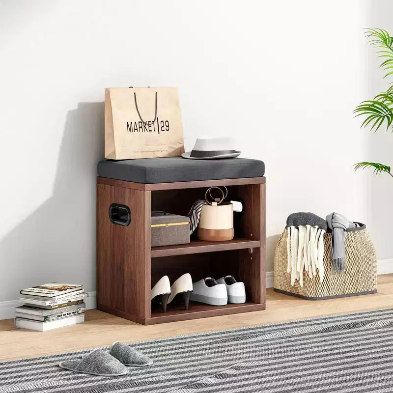 Beige/Rovere, Nero, Marrone Rustico, Noce, Bianco | Panca Contenitore per Scarpe con Seduta Imbottita e Struttura in Legno | Posto Singolo