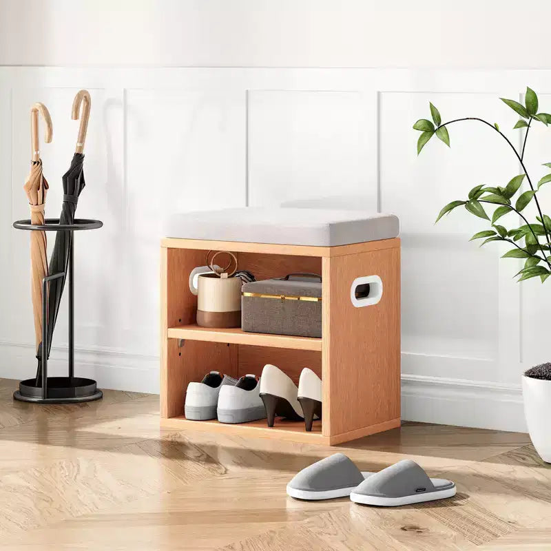 Beige/Rovere, Nero, Marrone Rustico, Noce, Bianco | Panca Contenitore per Scarpe con Seduta Imbottita e Struttura in Legno | Posto Singolo