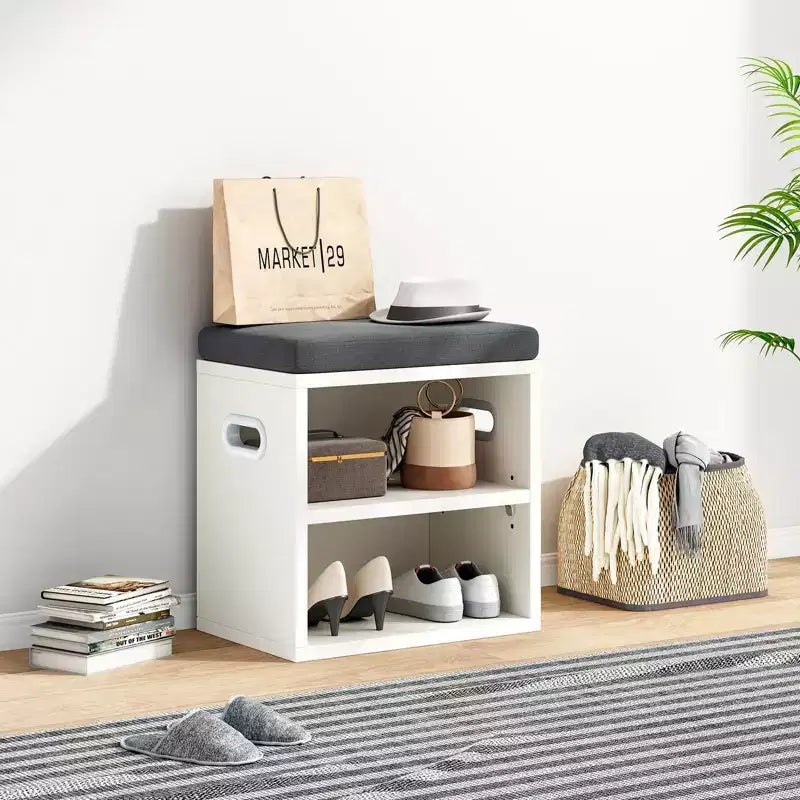 Beige/Rovere, Nero, Marrone Rustico, Noce, Bianco | Panca Contenitore per Scarpe con Seduta Imbottita e Struttura in Legno | Posto Singolo