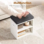 Beige/Rovere, Nero, Marrone Rustico, Noce, Bianco | Panca Contenitore per Scarpe con Seduta Imbottita e Struttura in Legno | Posto Singolo