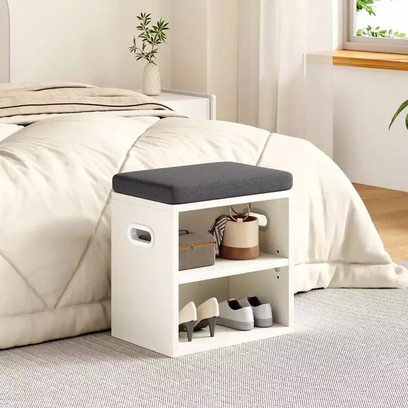 Beige/Rovere, Nero, Marrone Rustico, Noce, Bianco | Panca Contenitore per Scarpe con Seduta Imbottita e Struttura in Legno | Posto Singolo