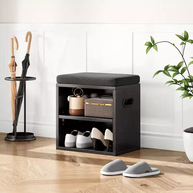 Beige/Rovere, Nero, Marrone Rustico, Noce, Bianco | Panca Contenitore per Scarpe con Seduta Imbottita e Struttura in Legno | Posto Singolo