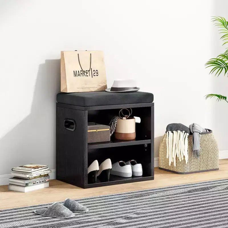 Beige/Rovere, Nero, Marrone Rustico, Noce, Bianco | Panca Contenitore per Scarpe con Seduta Imbottita e Struttura in Legno | Posto Singolo