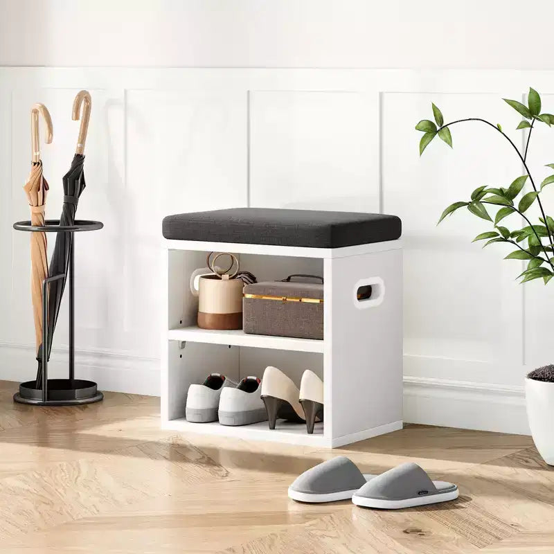 Beige/Rovere, Nero, Marrone Rustico, Noce, Bianco | Panca Contenitore per Scarpe con Seduta Imbottita e Struttura in Legno | Posto Singolo
