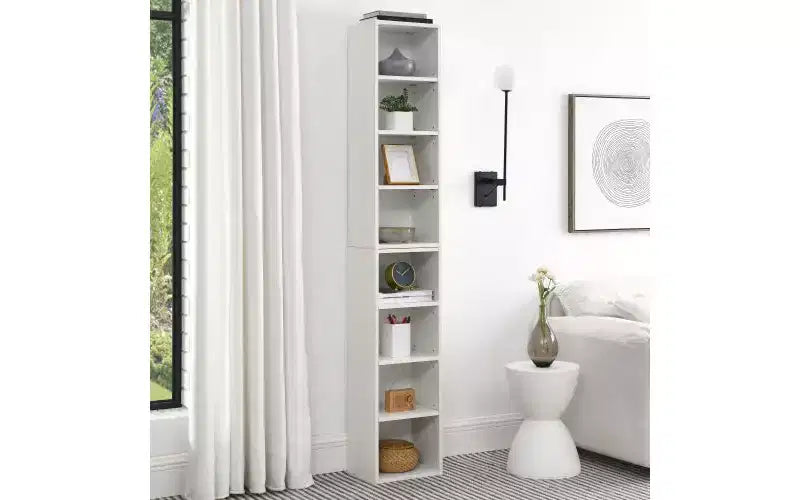 Libreria stretta a 8 ripiani, armadio portaoggetti verticale con ripiani regolabili (Nero/Grigio/Bianco)