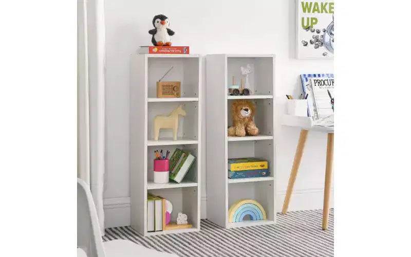 Libreria stretta a 8 ripiani, armadio portaoggetti verticale con ripiani regolabili (Nero/Grigio/Bianco)