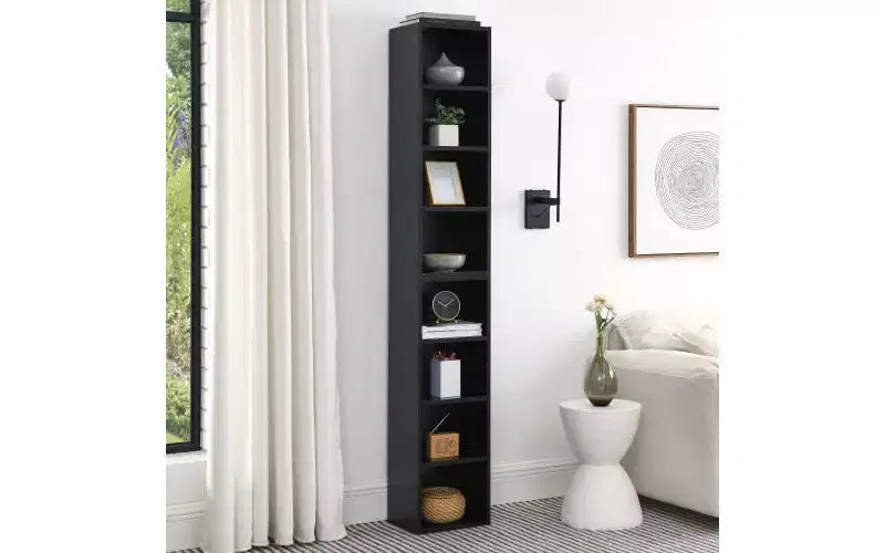 Libreria stretta a 8 ripiani, armadio portaoggetti verticale con ripiani regolabili (Nero/Grigio/Bianco)