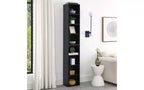 Libreria stretta a 8 ripiani, armadio portaoggetti verticale con ripiani regolabili (Nero/Grigio/Bianco)