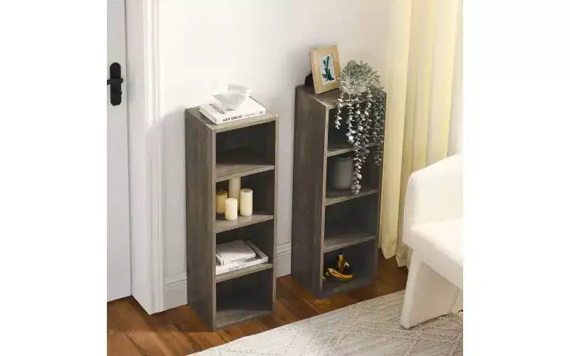 Libreria stretta a 8 ripiani, armadio portaoggetti verticale con ripiani regolabili (Nero/Grigio/Bianco)