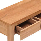 Tavolo Consolle Rettangolare Marrone con Cassetti, in Legno Massello di Teak, 1 Pezzo