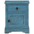 vidaXL Bedside Table - Nightstand with Storage - Solid Mango Wood - Blue - 15.7x11.8x19.7 - Vintage Style - Bedroom/Office/Living Room