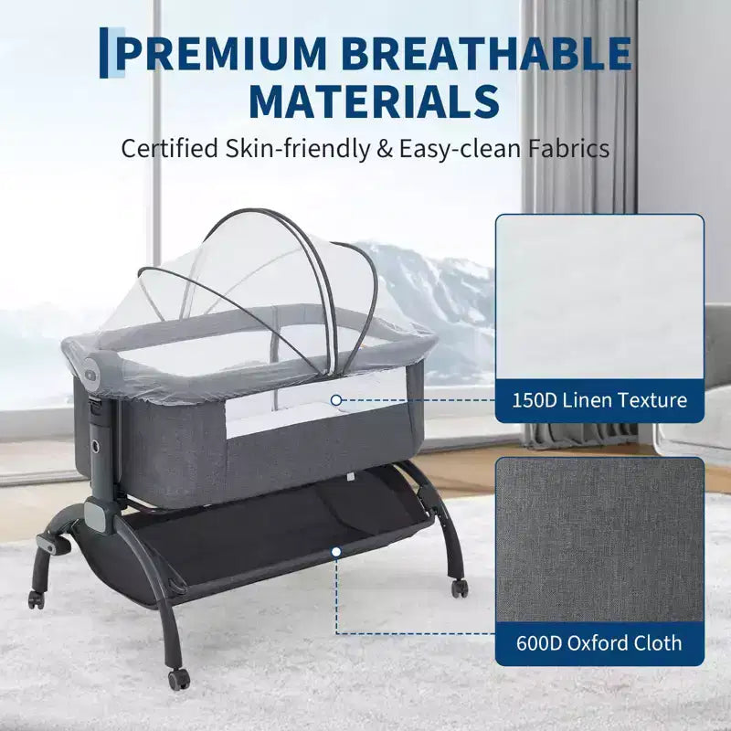 Grigio Scuro / Cachi Culla/Co-sleeper 3-in-1 – Per 1 Neonato