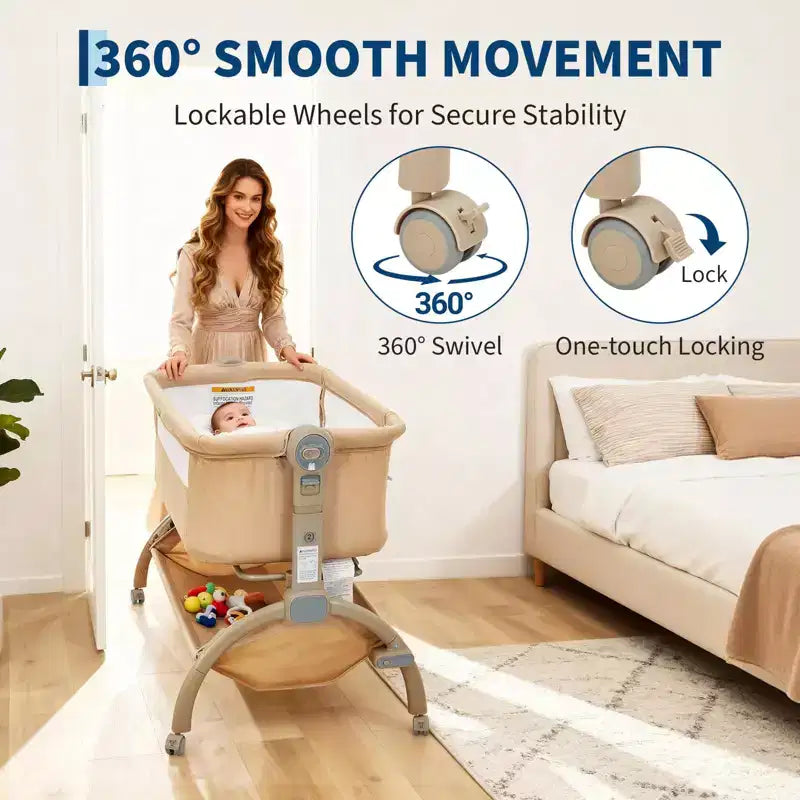 Grigio Scuro / Cachi Culla/Co-sleeper 3-in-1 – Per 1 Neonato