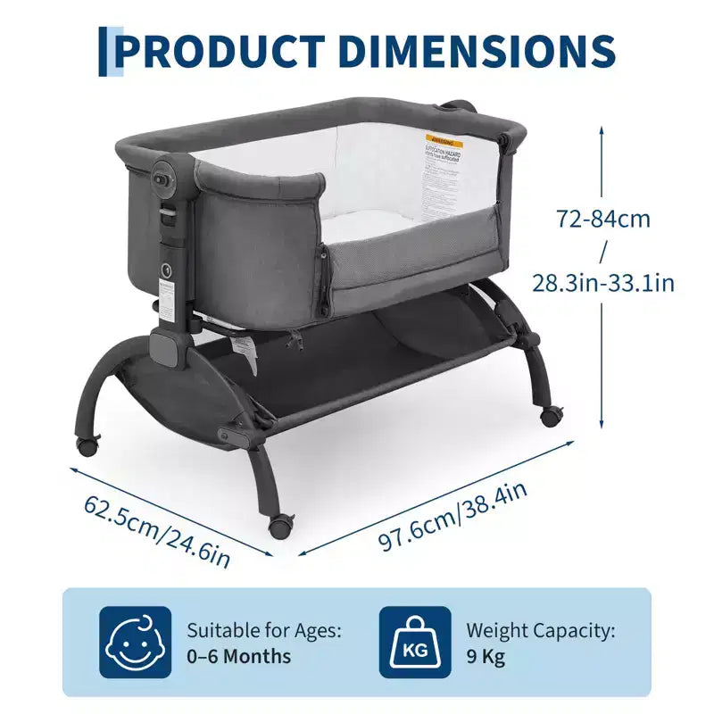 Grigio Scuro / Cachi Culla/Co-sleeper 3-in-1 – Per 1 Neonato