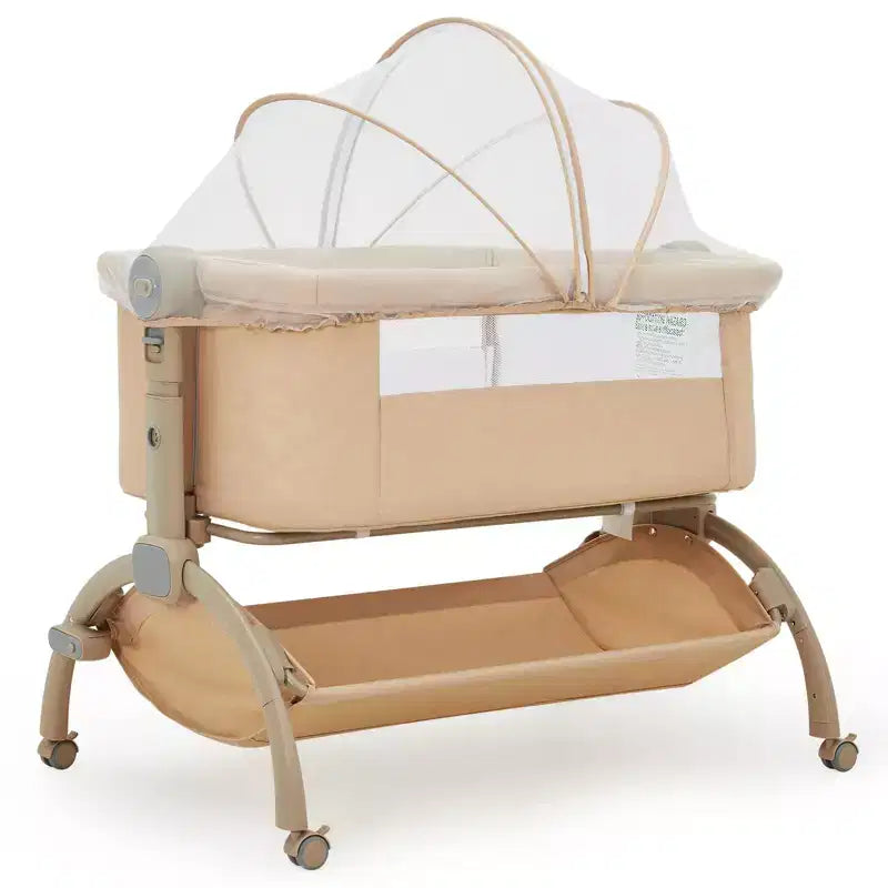 Baby Bassinet, 3-in-1 Adjustable Bedside Sleeper with Wheels & Mosquito Net, Portable Bassinet Bedside Sleeper for Newborn to Toddler, Home Use