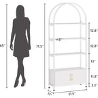 Libreria alta ad arco bianco, 4 ripiani, singola, bianco e nero