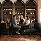 Sgabelli da bar in similpelle altezza bancone, set da 4 – Nero / Grigio