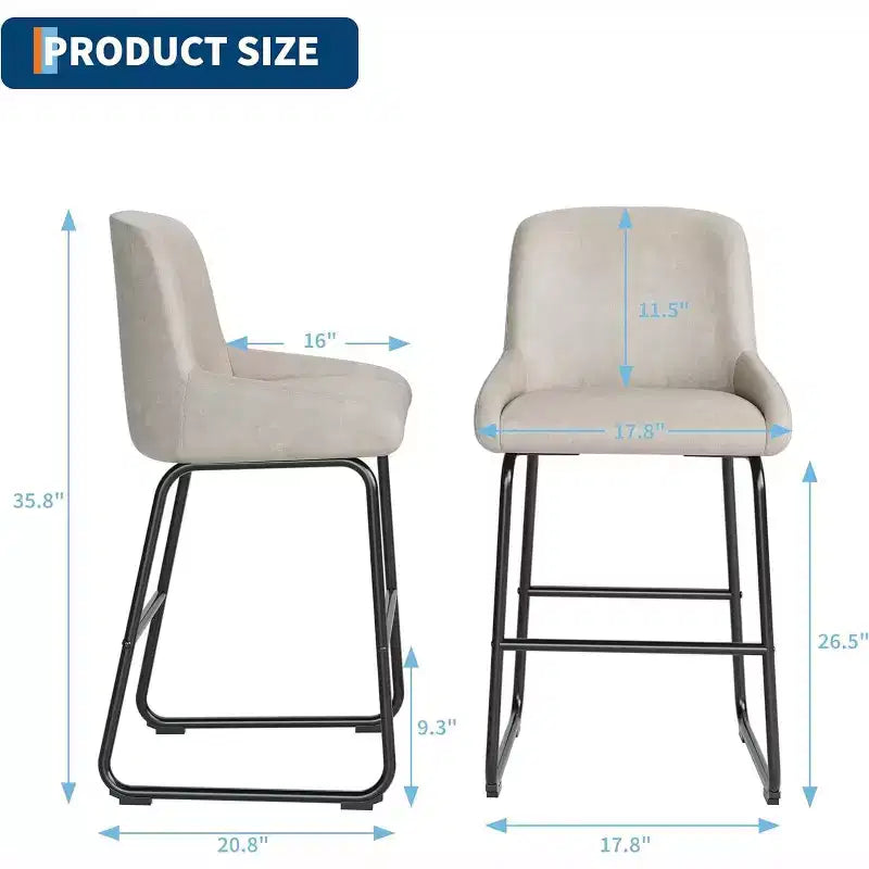Sgabelli da bar in similpelle altezza bancone, set da 4 – Nero / Grigio