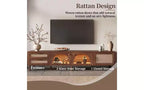 Mobile TV in Rattan Marrone con Luci LED, 2 Cassetti e Vetrina, Adatto per TV fino a 90", Montaggio per 1 Persona