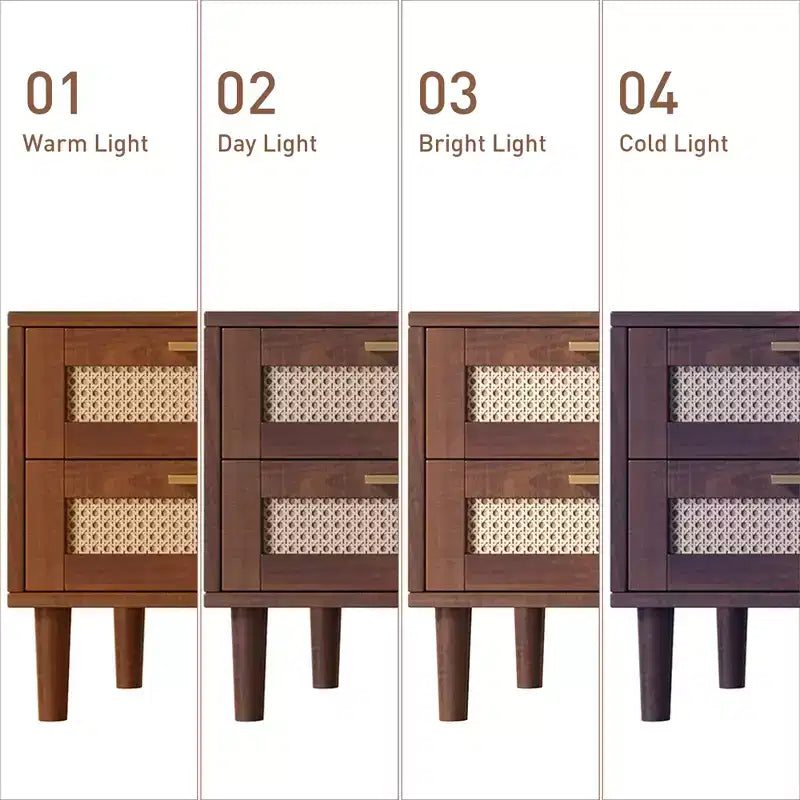 Mobile TV in Rattan Marrone con Luci LED, 2 Cassetti e Vetrina, Adatto per TV fino a 90", Montaggio per 1 Persona