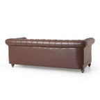 Divano Chesterfield trapuntato nero / marrone scuro / marrone chiaro, in pelle PU, a 3 posti