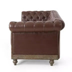 Divano Chesterfield trapuntato nero / marrone scuro / marrone chiaro, in pelle PU, a 3 posti