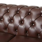 Divano Chesterfield trapuntato nero / marrone scuro / marrone chiaro, in pelle PU, a 3 posti