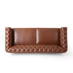 Divano Chesterfield trapuntato nero / marrone scuro / marrone chiaro, in pelle PU, a 3 posti