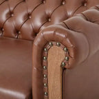 Divano Chesterfield trapuntato nero / marrone scuro / marrone chiaro, in pelle PU, a 3 posti