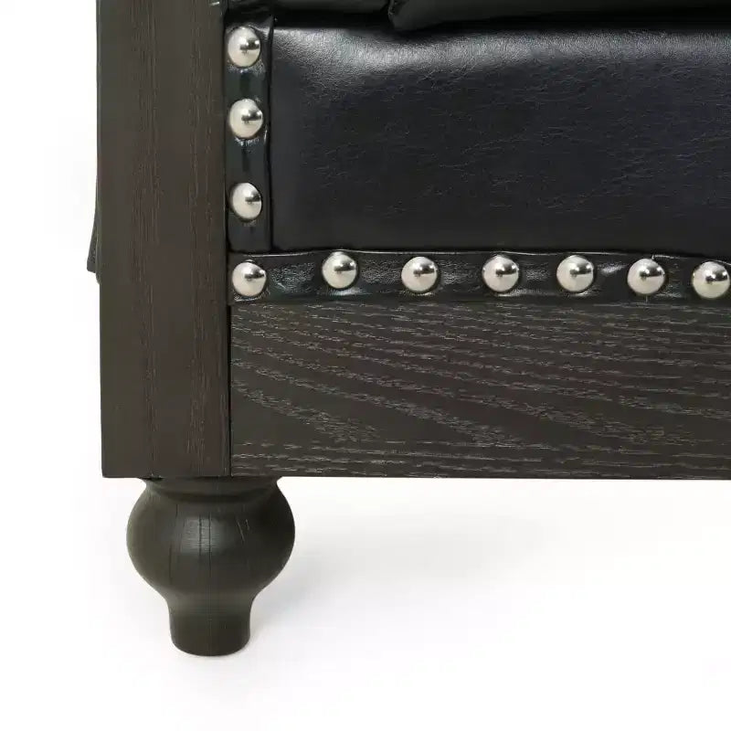 Divano Chesterfield trapuntato nero / marrone scuro / marrone chiaro, in pelle PU, a 3 posti