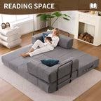 Divano Letto Convertibile 4-in-1 in Velluto a Coste Grigio con Braccioli in Metallo, 2 Posti