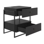 Comodino moderno bianco/nero con ricarica USB, 2 cassetti, 1 pezzo