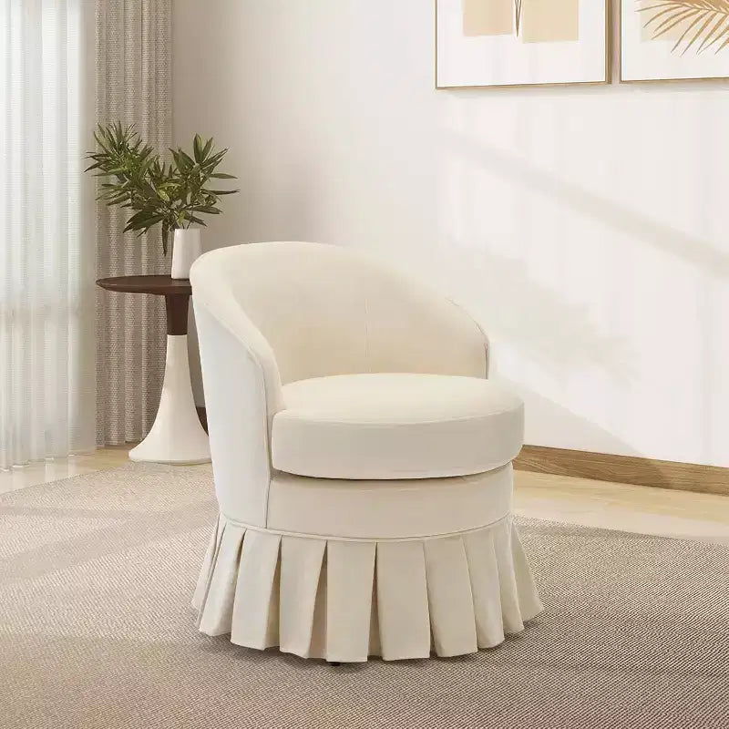 Sedia da pranzo imbottita in lino beige, schienale alto senza braccioli, 1 posto a sedere