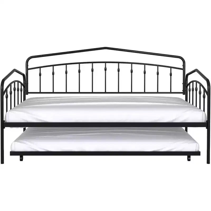Divano letto in metallo bianco e nero con letto estraibile, singolo, 2 posti letto