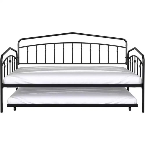 Divano letto in metallo bianco e nero con letto estraibile, singolo, 2 posti letto