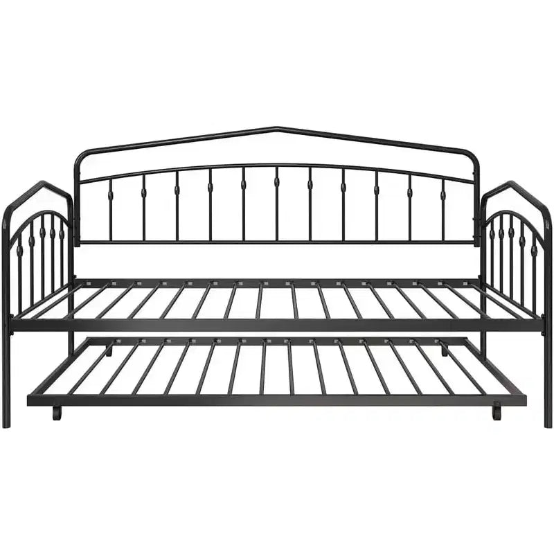 Divano letto in metallo bianco e nero con letto estraibile, singolo, 2 posti letto