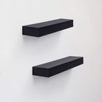 Mensola galleggiante nera, staffa a C, legno, singola, 46 cm