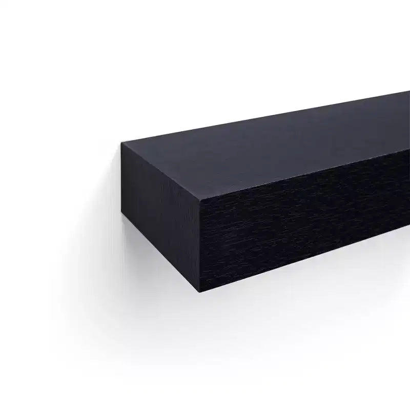 Mensola galleggiante nera, staffa a C, legno, singola, 46 cm