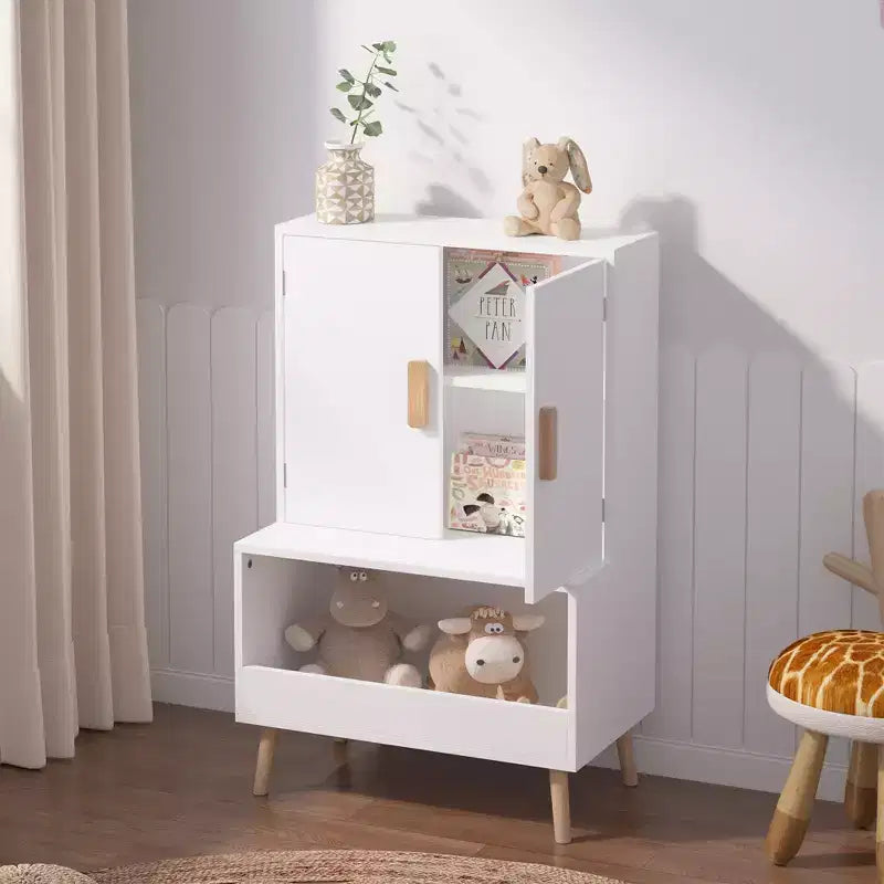Libreria per bambini bianca con ante e ripiano aperto - Per 1 bambino, dai 3 anni in su