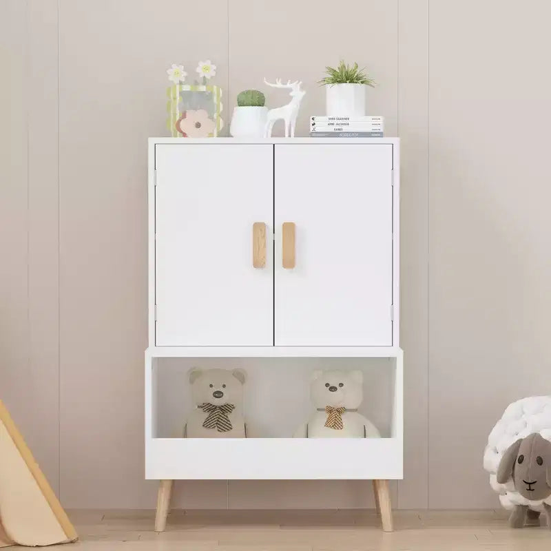 Libreria per bambini bianca con ante e ripiano aperto - Per 1 bambino, dai 3 anni in su