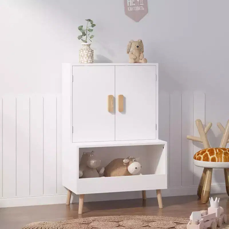 Libreria per bambini bianca con ante e ripiano aperto - Per 1 bambino, dai 3 anni in su