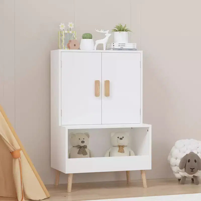 Libreria per bambini bianca con ante e ripiano aperto - Per 1 bambino, dai 3 anni in su
