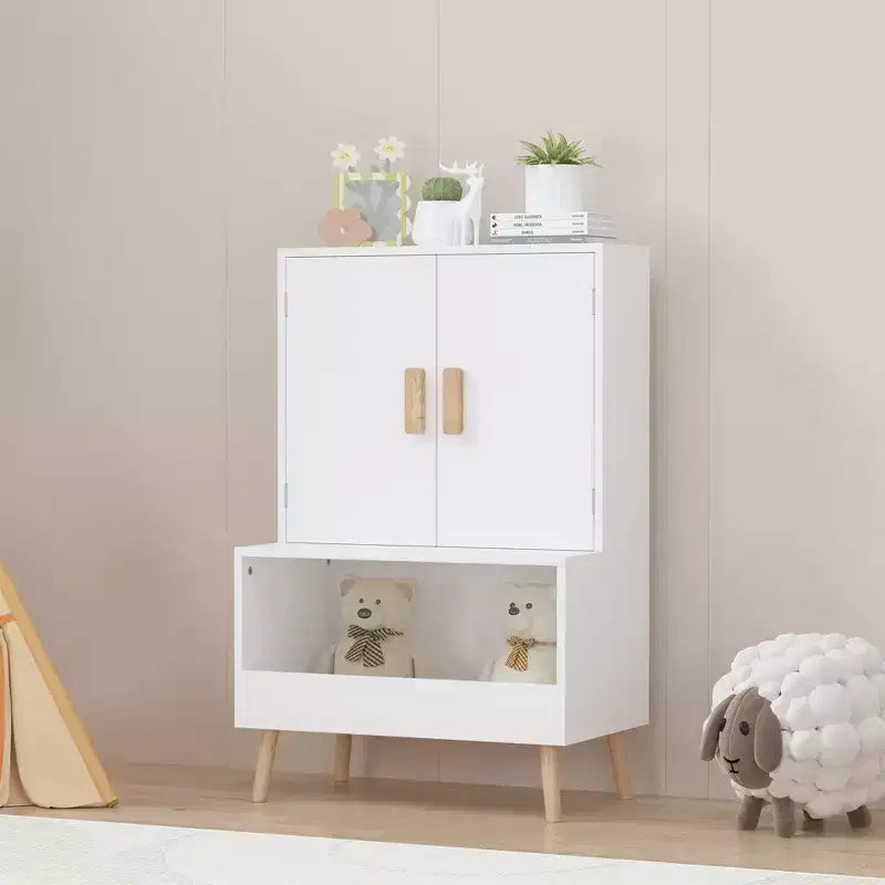 Libreria per bambini bianca con ante e ripiano aperto - Per 1 bambino, dai 3 anni in su