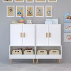 Libreria per bambini bianca con ante e ripiano aperto - Per 1 bambino, dai 3 anni in su