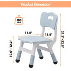 Sedia in plastica per bambini, set da 2, grigio scuro/grigio/naturale/rosa, regolabile in altezza su 3 livelli, per 2 bambini dai 2 ai 6 anni