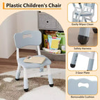 Sedia in plastica per bambini, set da 2, grigio scuro/grigio/naturale/rosa, regolabile in altezza su 3 livelli, per 2 bambini dai 2 ai 6 anni