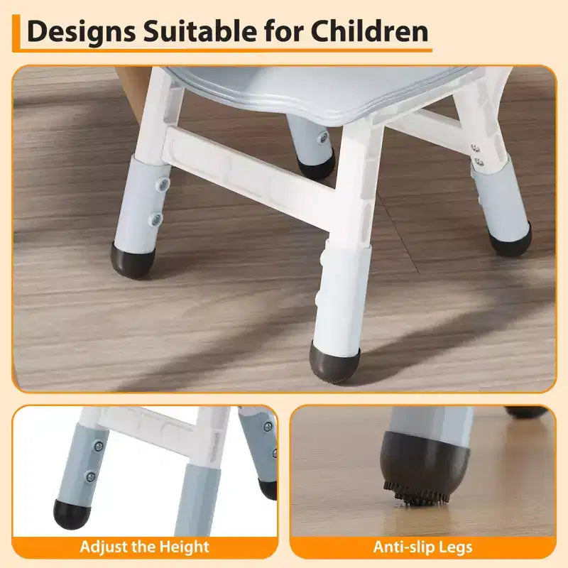 Sedia in plastica per bambini, set da 2, grigio scuro/grigio/naturale/rosa, regolabile in altezza su 3 livelli, per 2 bambini dai 2 ai 6 anni